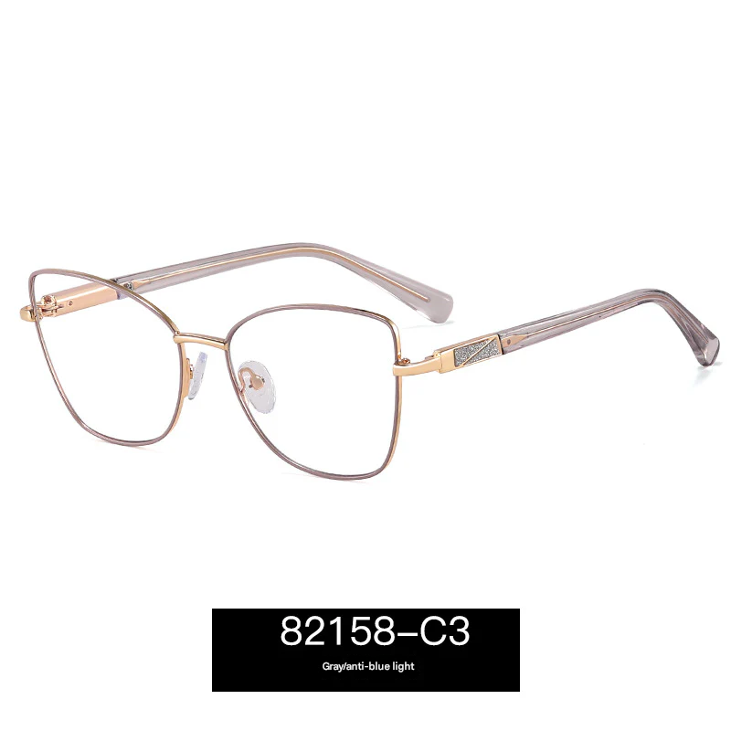 Women’s Square Metal Blue Light Blocking Glasses – Full Frame Anti-UV Eyewear
