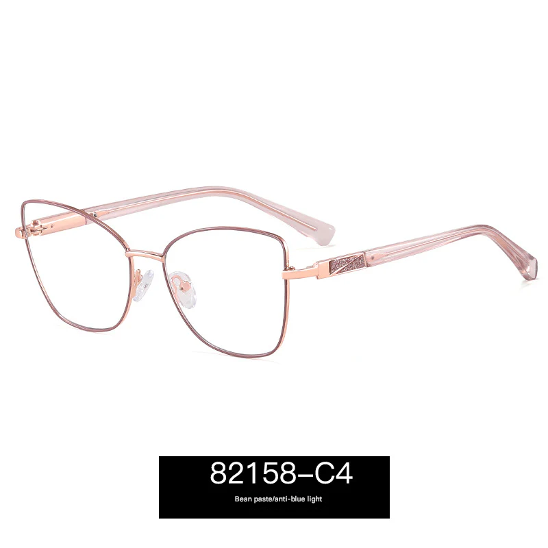 Women’s Square Metal Blue Light Blocking Glasses – Full Frame Anti-UV Eyewear