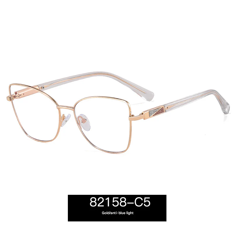 Women’s Square Metal Blue Light Blocking Glasses – Full Frame Anti-UV Eyewear