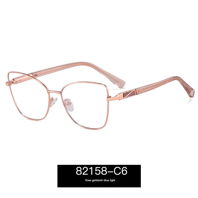 Women’s Square Metal Blue Light Blocking Glasses – Full Frame Anti-UV Eyewear