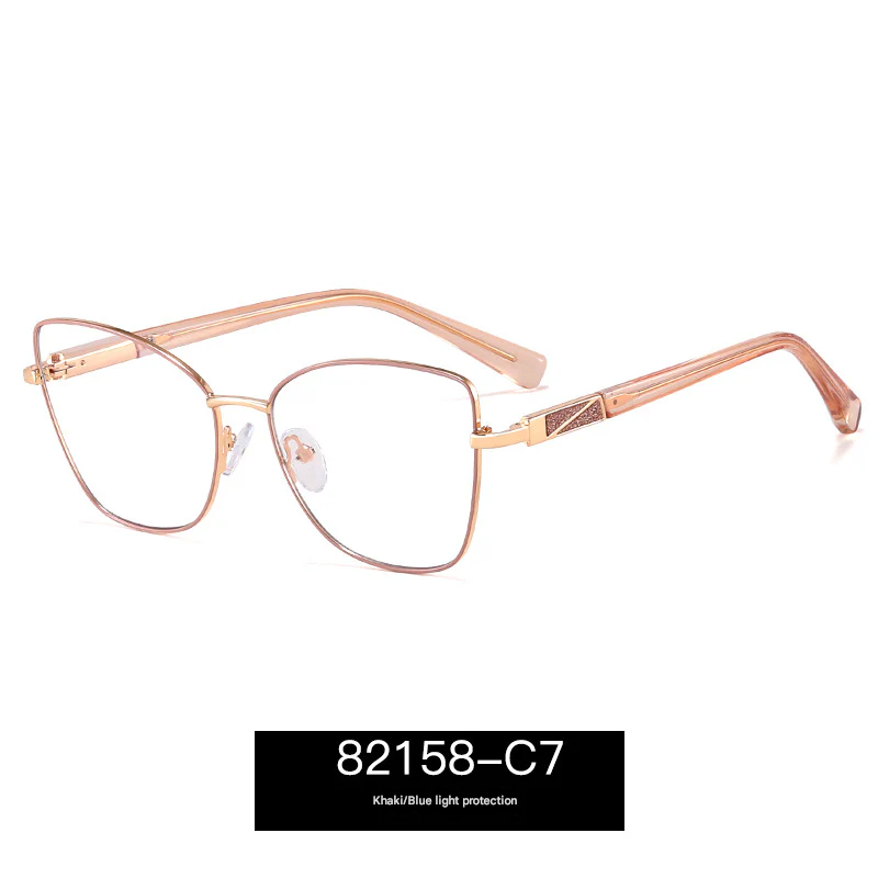 Women’s Square Metal Blue Light Blocking Glasses – Full Frame Anti-UV Eyewear