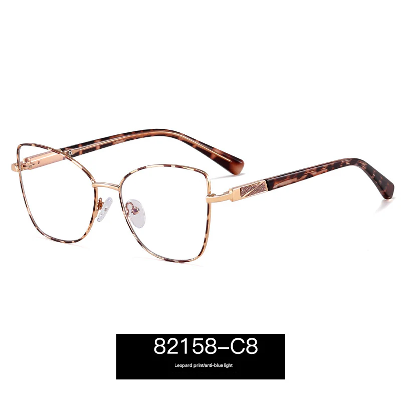 Women’s Square Metal Blue Light Blocking Glasses – Full Frame Anti-UV Eyewear