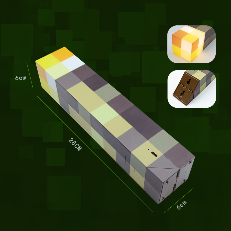 Minecraft-Inspired Torch Lamp – Diamond Ore Potion Bottle Night Light