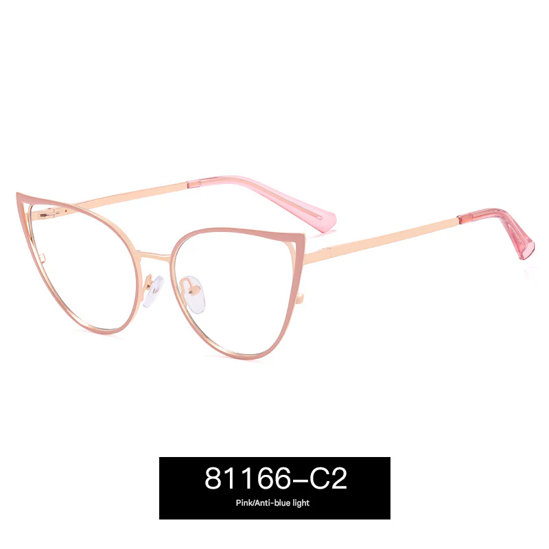 Women’s Cat Eye Blue Light Glasses – Metal Fashion Frame for Myopia or Daily Wear