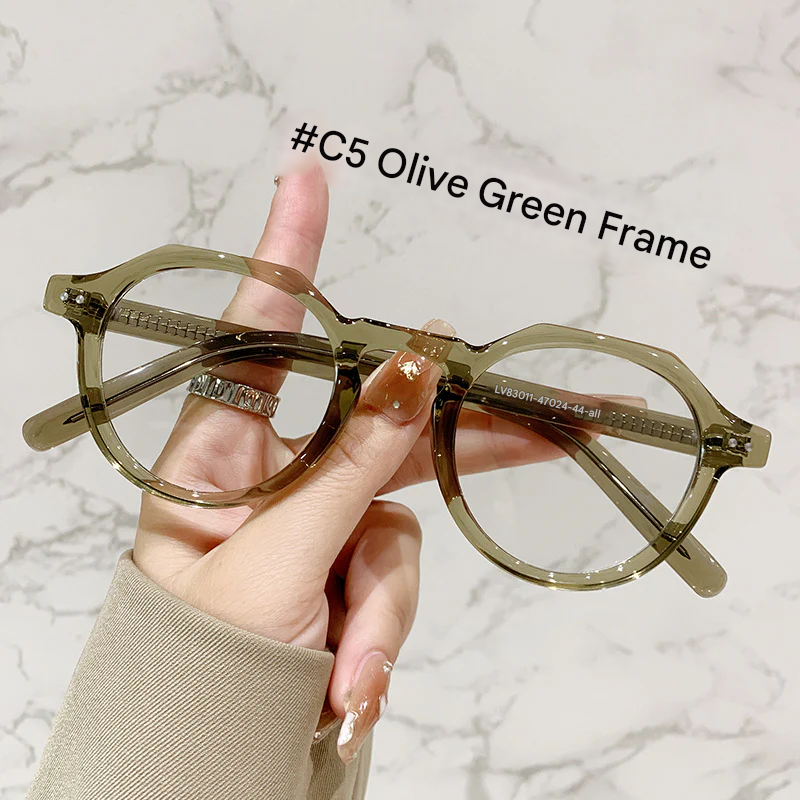 Women's Retro Polygon Anti-Blue Light Glasses Frame – Myopia-Ready Optical Eyewear