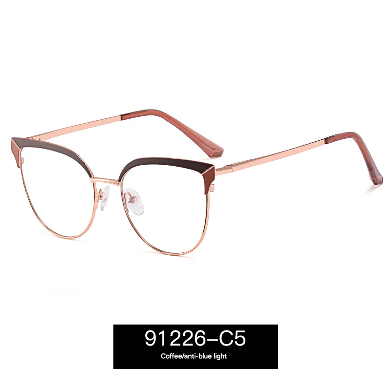 Women's Metal Butterfly Glasses Frame – Anti-Blue Light, Myopia-Ready Eyewear