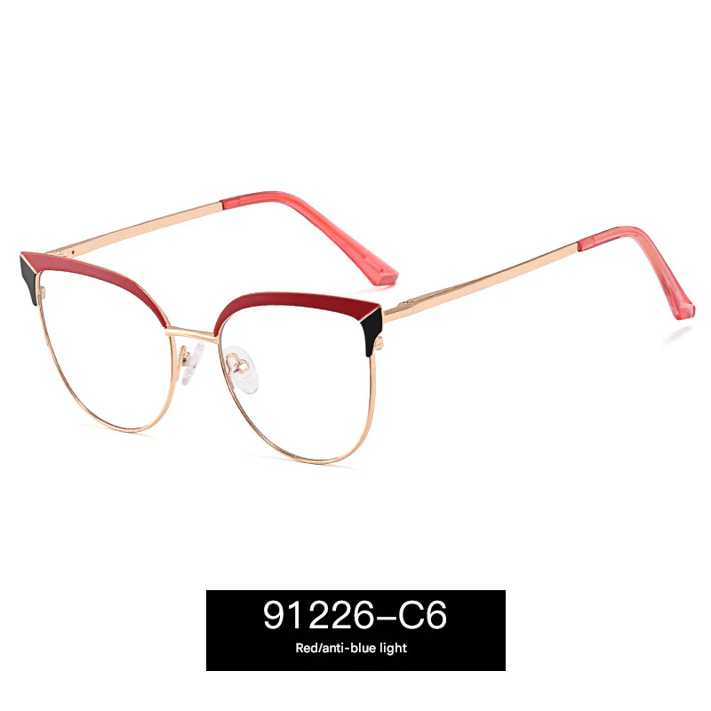 Women's Metal Butterfly Glasses Frame – Anti-Blue Light, Myopia-Ready Eyewear