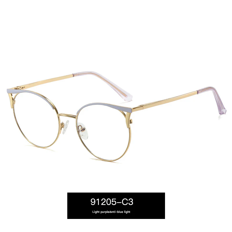 Women's Round Metal Blue Light Glasses – Full Frame Myopia-Ready Eyewear