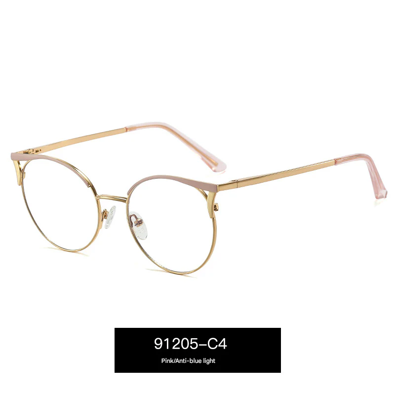 Women's Round Metal Blue Light Glasses – Full Frame Myopia-Ready Eyewear