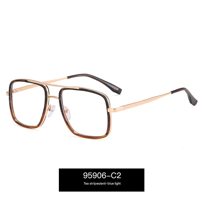 Men’s Square Frame Anti-Blue Light Glasses – Large Optical Flat Mirror UV400