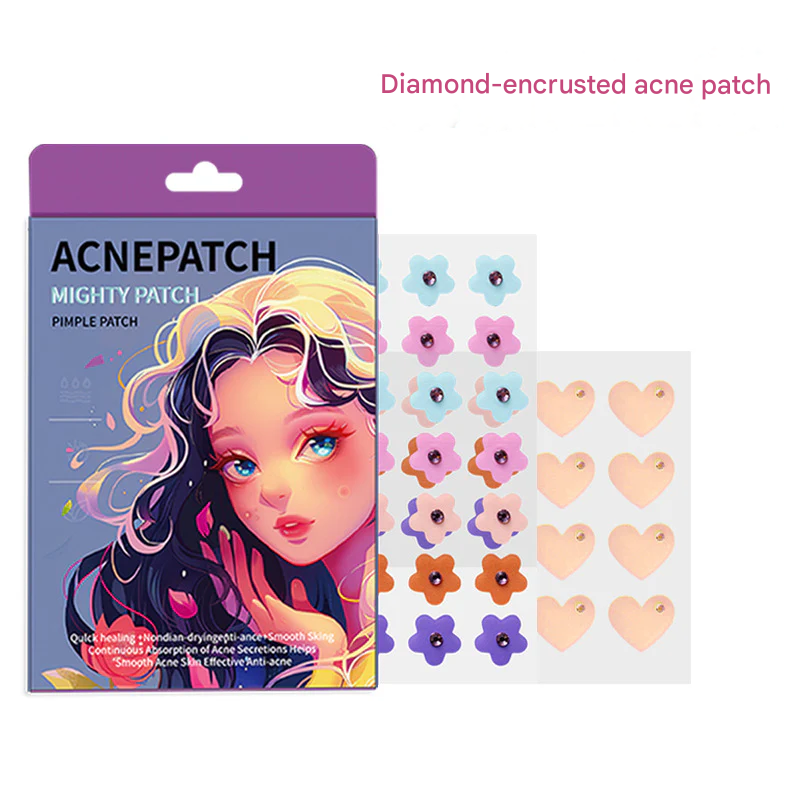 Cute Diamond Acne Patches – Pimple Covers in Heart & Flower Shapes, Skin-Safe