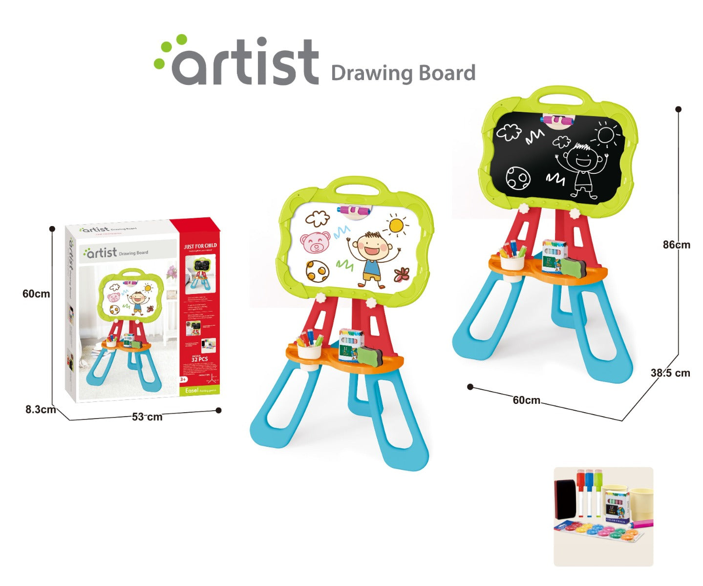 Double Sided Magnetic Artist Drawing Board