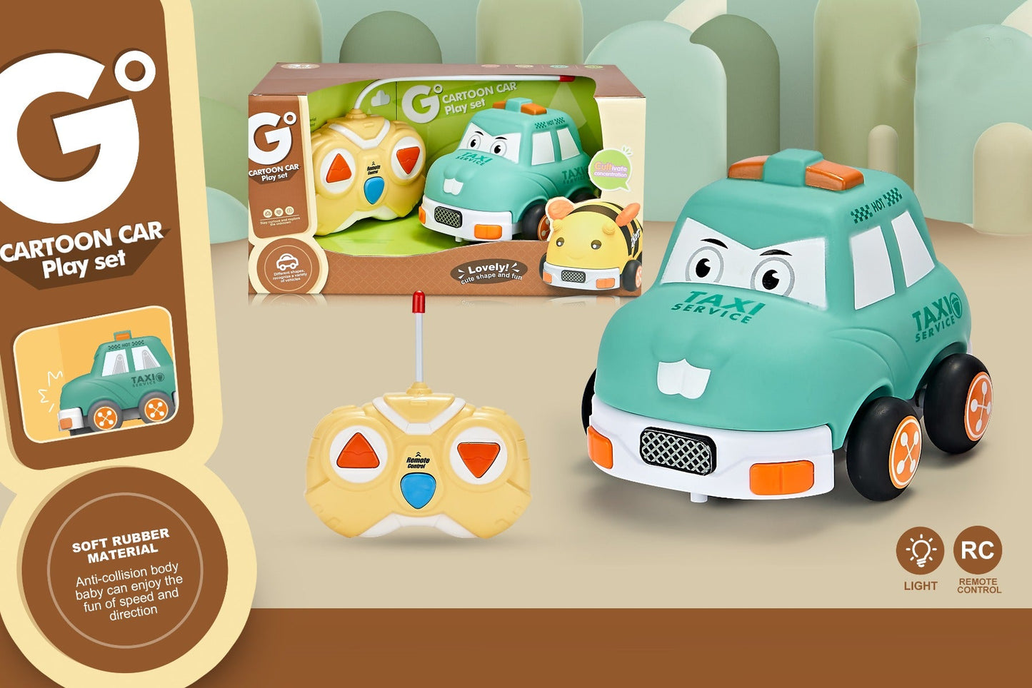 Cartoon Car Remote Control 2 Way Cartoon Taxi Car