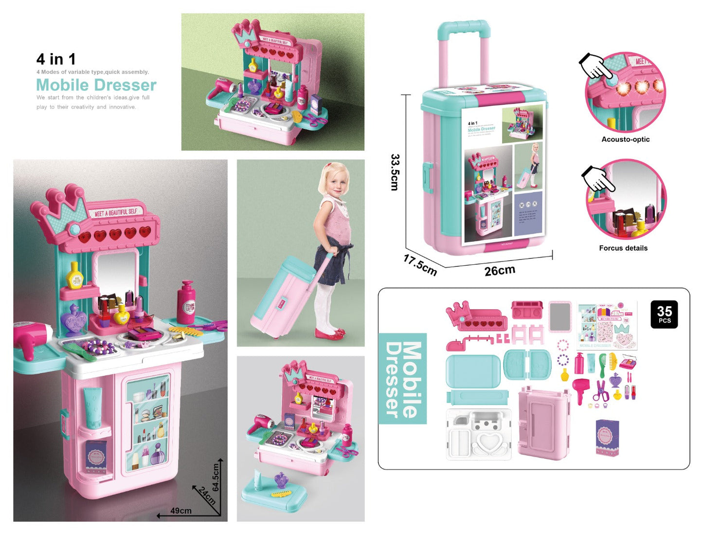 4 in 1 Mobile Dresser Set