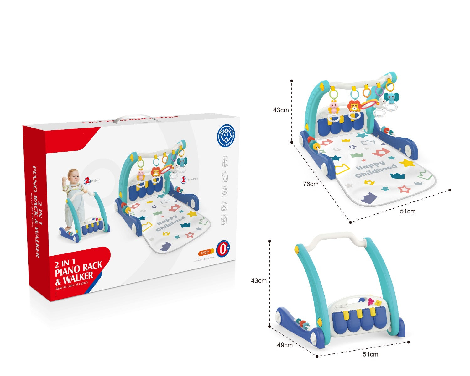Play & Learn Infant 2 in 1 Walker and Playmat