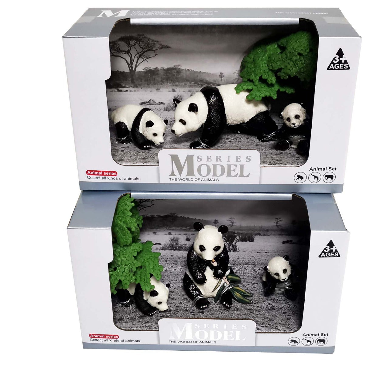 Model Animal Series Figure Panda 3pcs Set Assorted