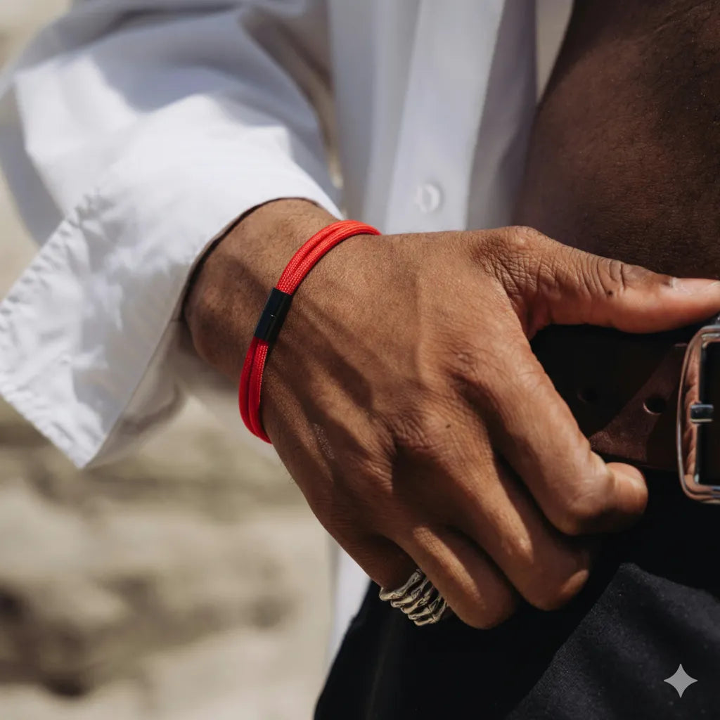 Minimalist Red Rope Bracelet Wave