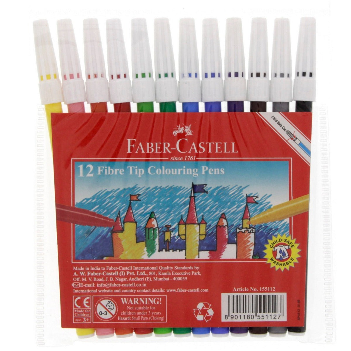 Faber Castell Fibre Tip Color Pens 12 Colors