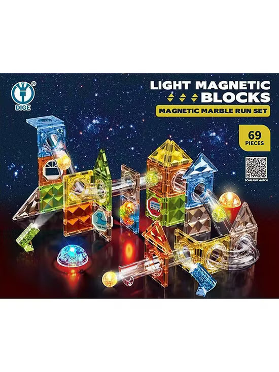 Fun Magnetic Blocks Set With Light 69 Pieces