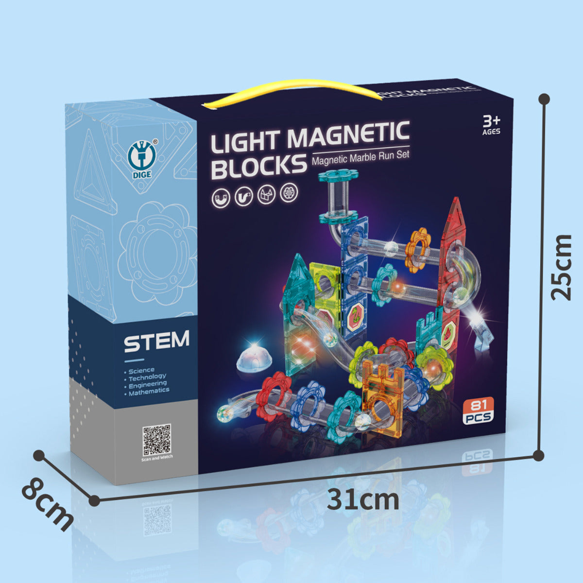 Magnetic Ball Track Bricks Light Version-81pcs