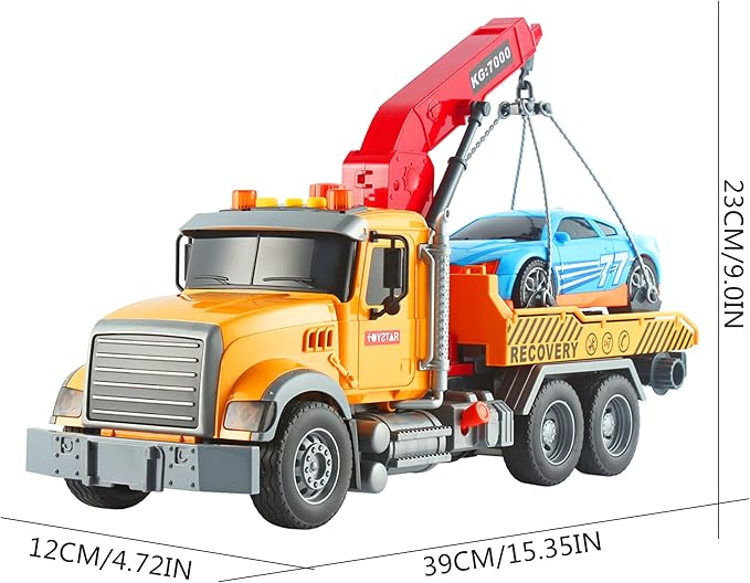 Tow Truck Toy Friction Powered Transport Truck Crane