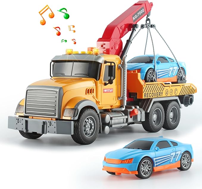 Tow Truck Toy Friction Powered Transport Truck Crane