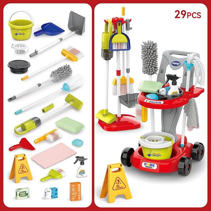 Little Helper Cleaning Cart set Red Color