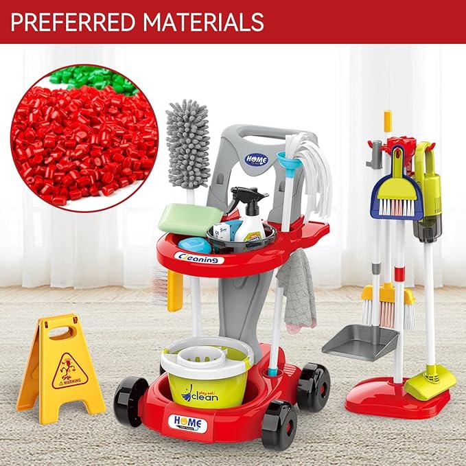Little Helper Cleaning Cart set Red Color