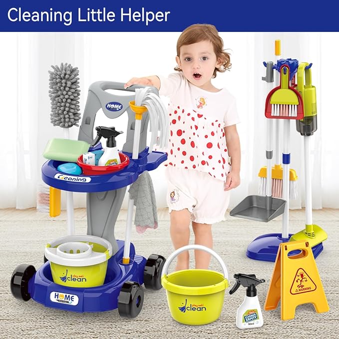 Little Helper Cleaning Cart Set Blue color