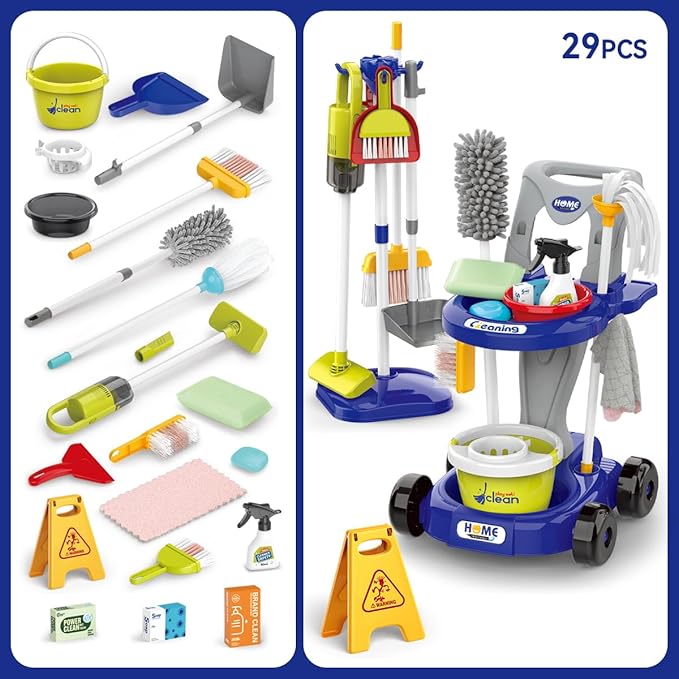 Little Helper Cleaning Cart Set Blue color