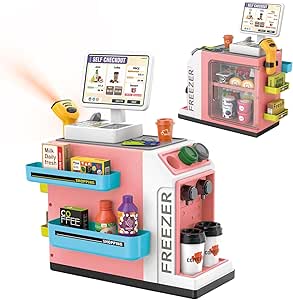 Cash Register Playset For Kids Pink 46pcs
