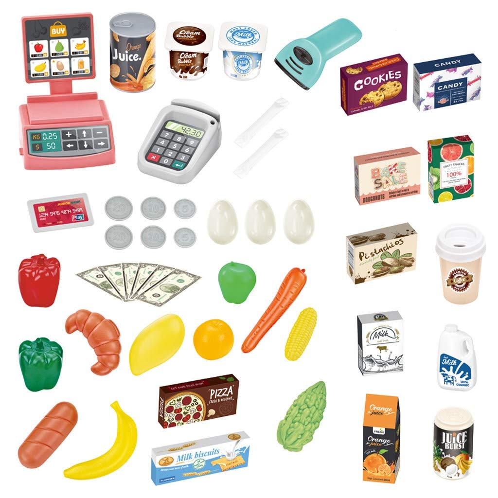 Supermarket Shopping Set with Trolley for Kids & 47 Accessories