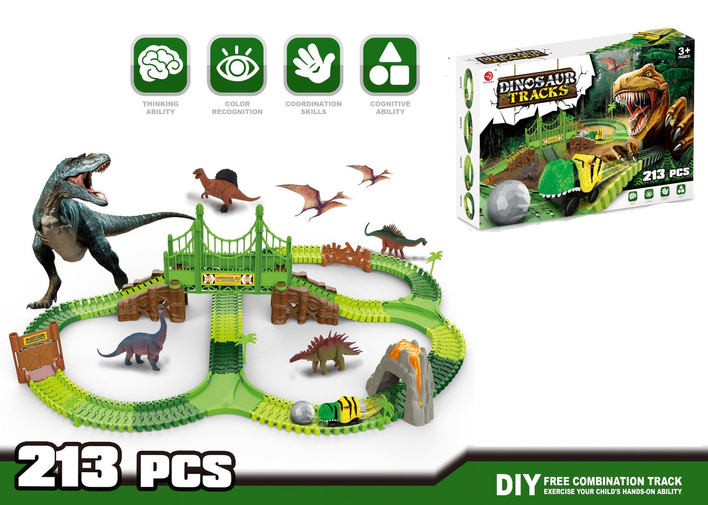 Dinosaur Track Set with 213pcs