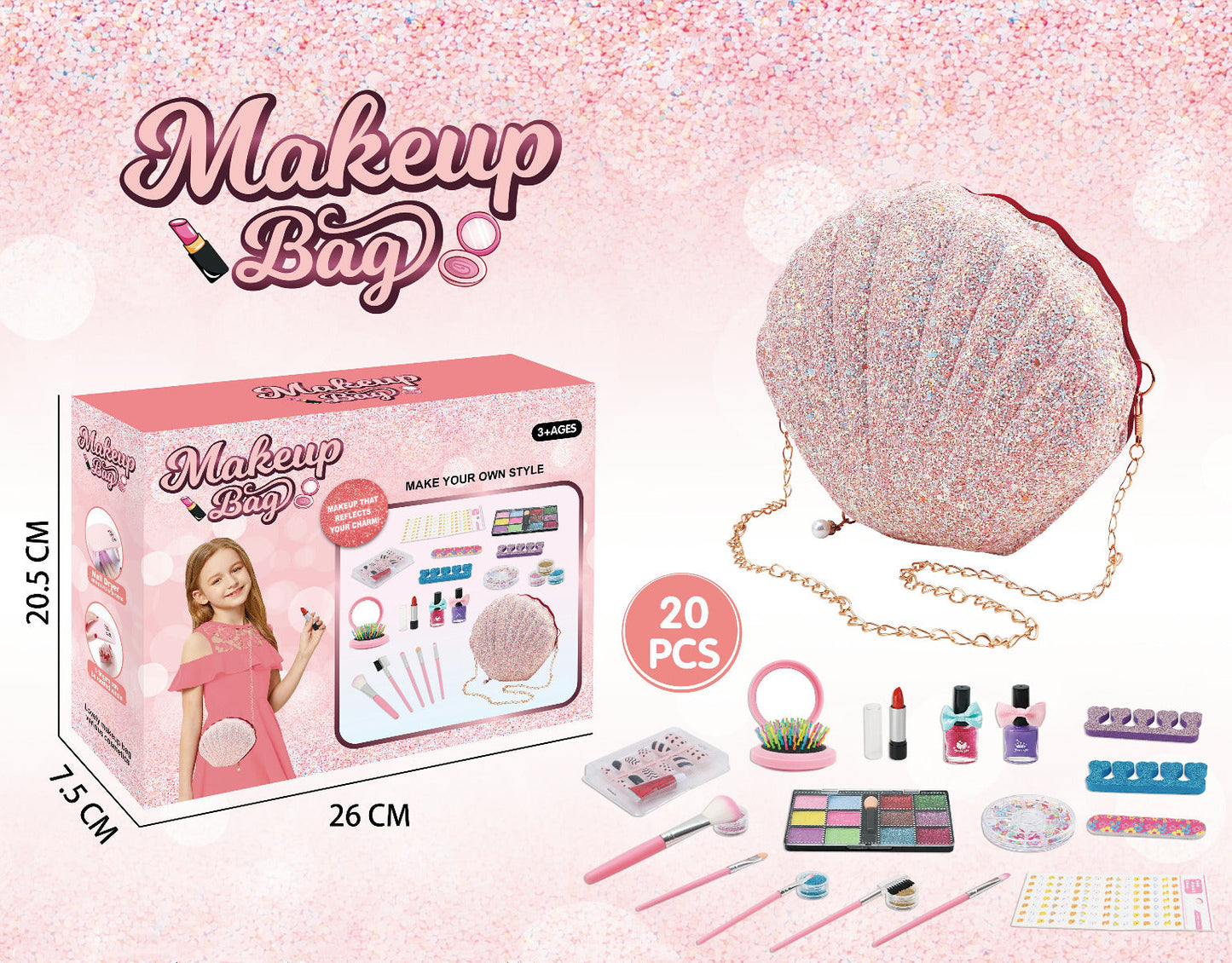 Makeup Set With Shell Bag 20 Pcs