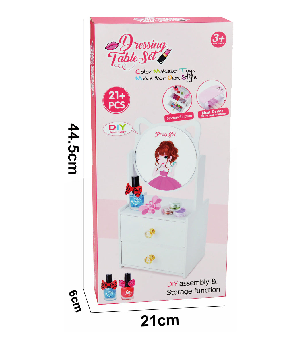 Makeup Set With Circle Mirror Desk 21 Pcs