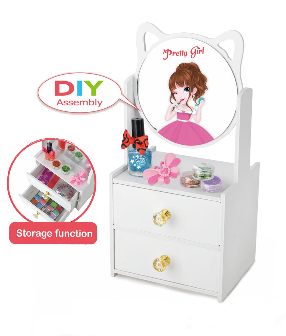 Makeup Set With Circle Mirror Desk 21 Pcs