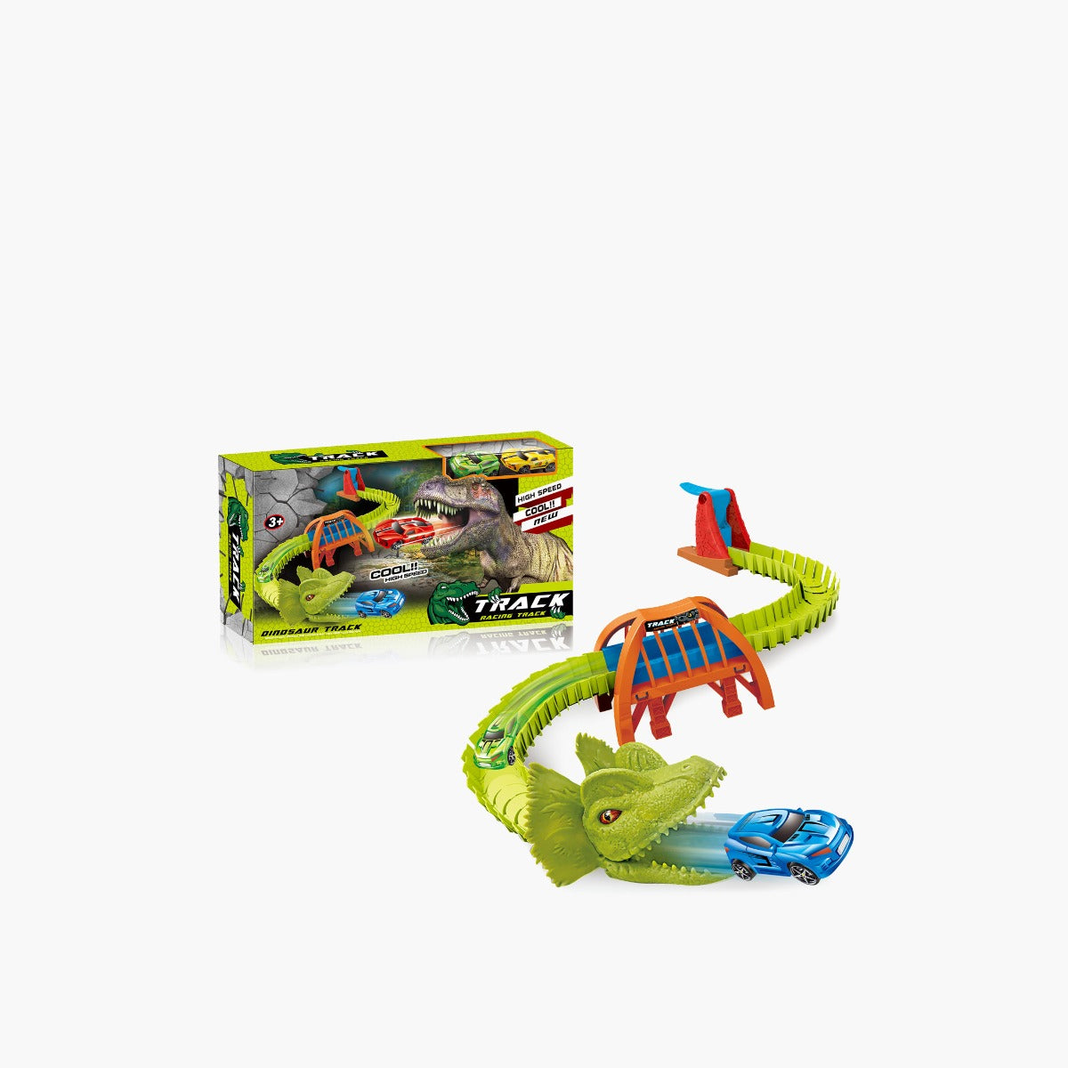 Dinosaur Car Racing Track Playset