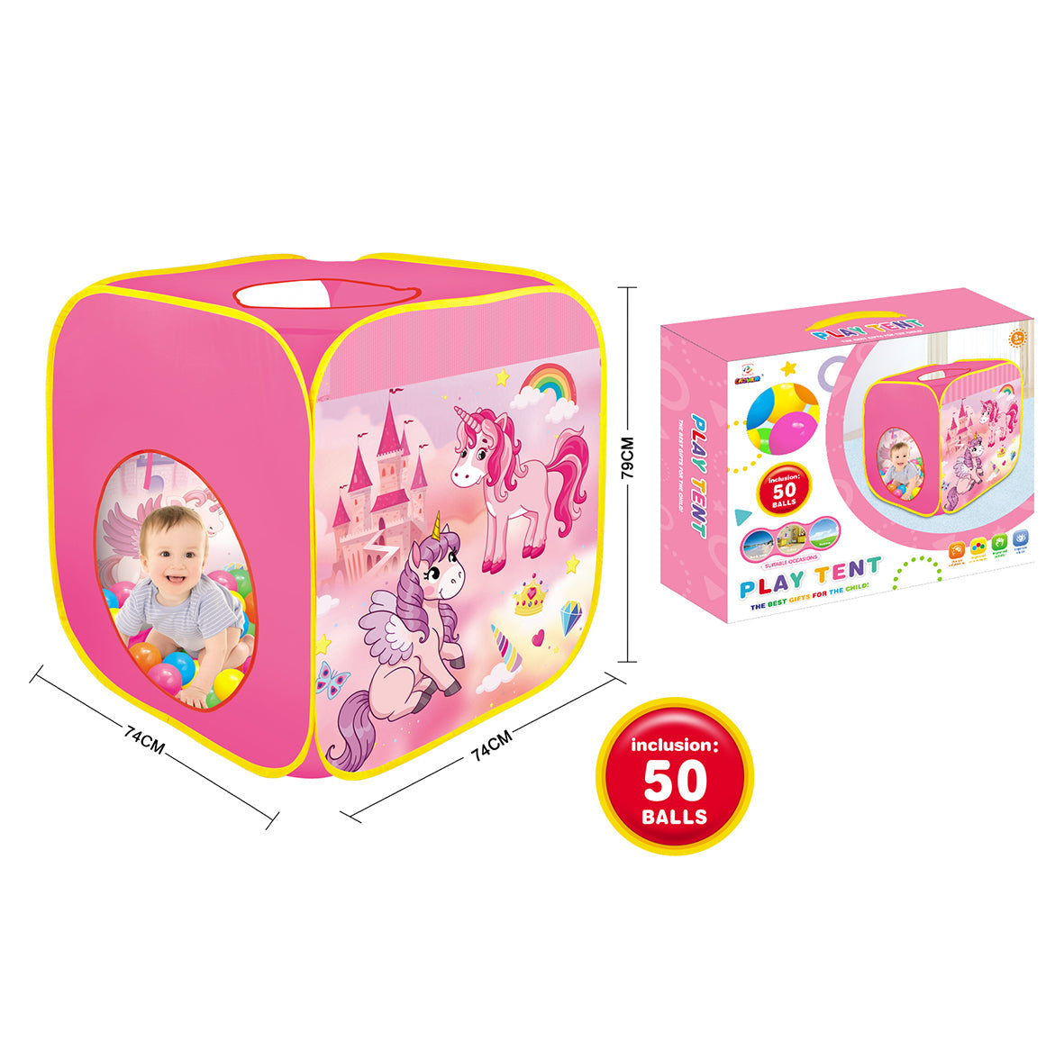Cartoon Unicorn Tent With 50 Ocean Balls