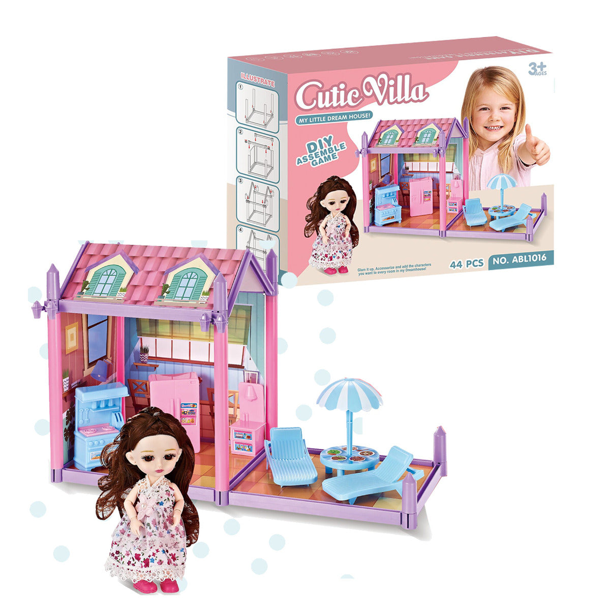 Cutie Villa For Doll Dream House 44 Pcs