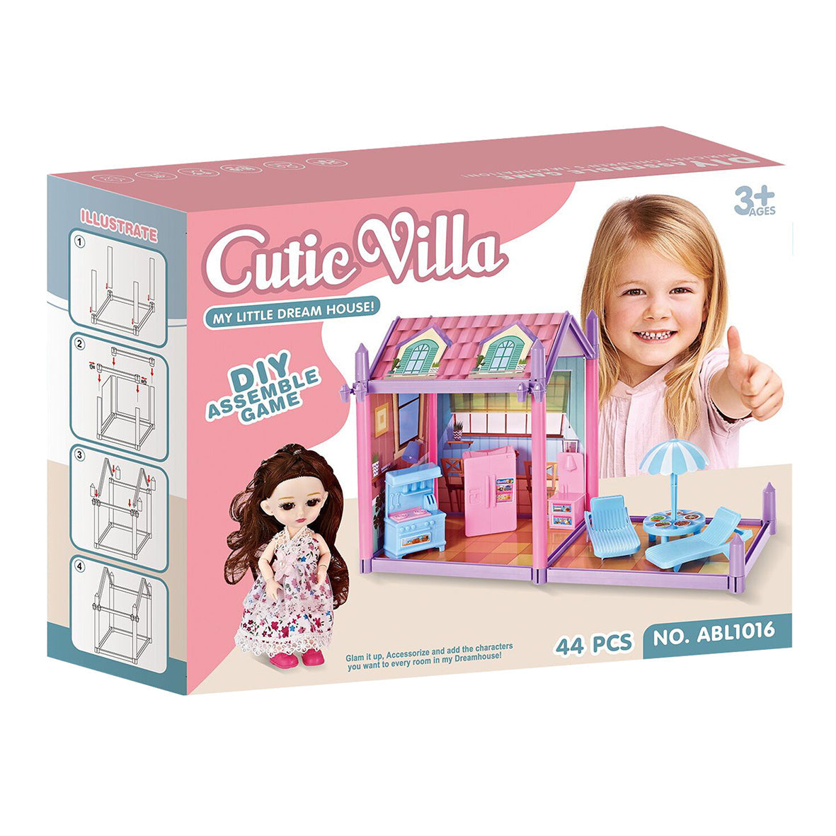 Cutie Villa For Doll Dream House 44 Pcs