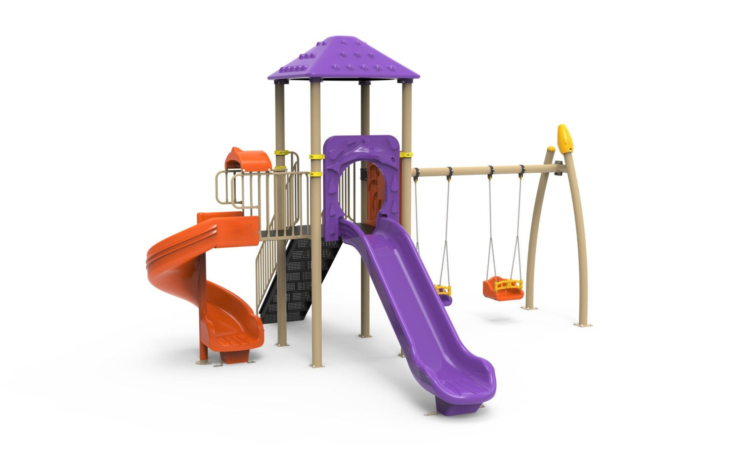 Almond Series Slide with Tower and Swings