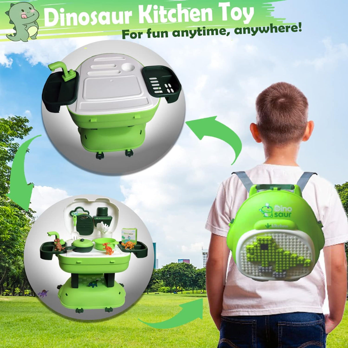 Dino 3 in 1 Kitchen and BackPack 36 Accessories