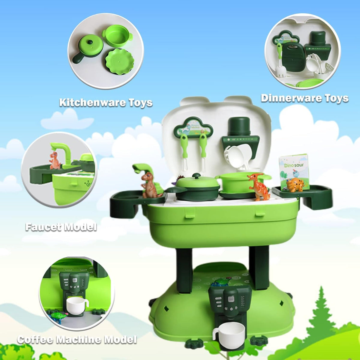 Dino 3 in 1 Kitchen and BackPack 36 Accessories