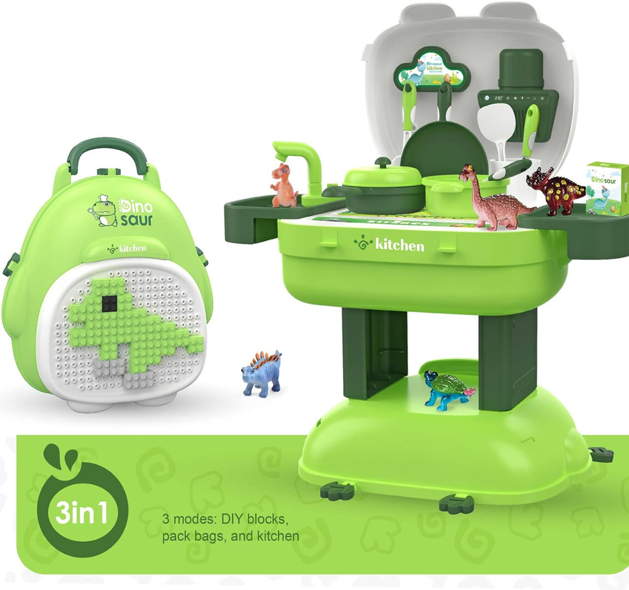 Dino 3 in 1 Kitchen and BackPack 36 Accessories