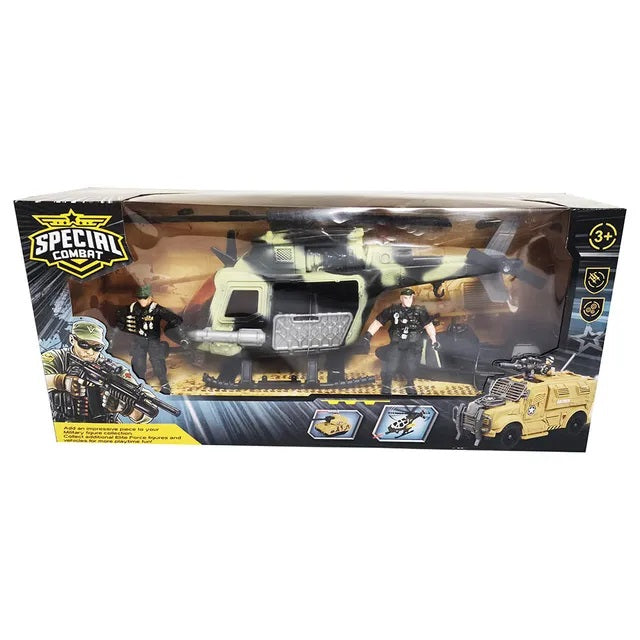 Special Combat Military Helicopter Tank Playset