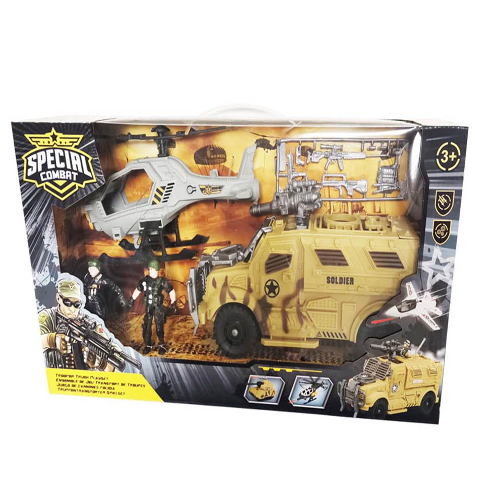 Special Combat Military Helicopter with Tank Playset