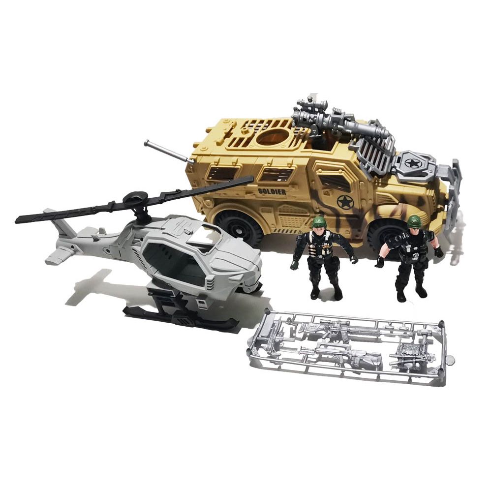 Special Combat Military Helicopter with Tank Playset