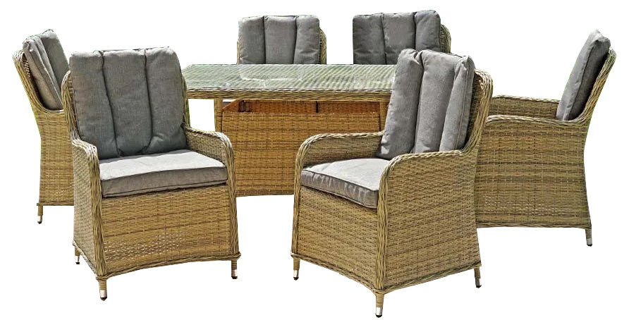 Pezzo 7Pcs Dining Set Brown