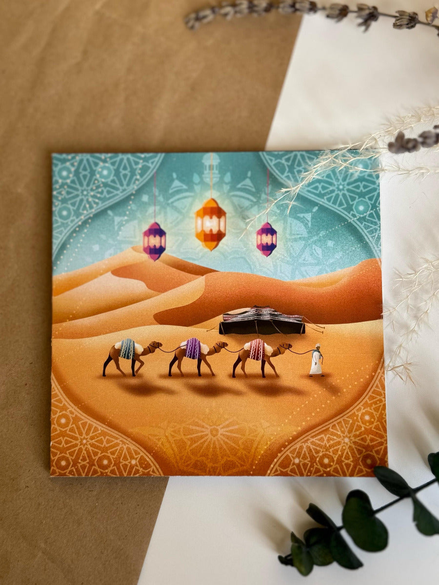 Greeting Card Desert Camels Theme