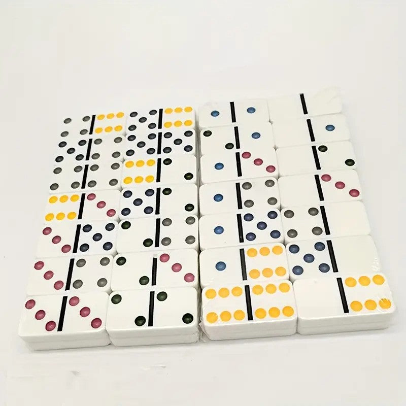 Double Six Color Domino Blocks In Metal Box
